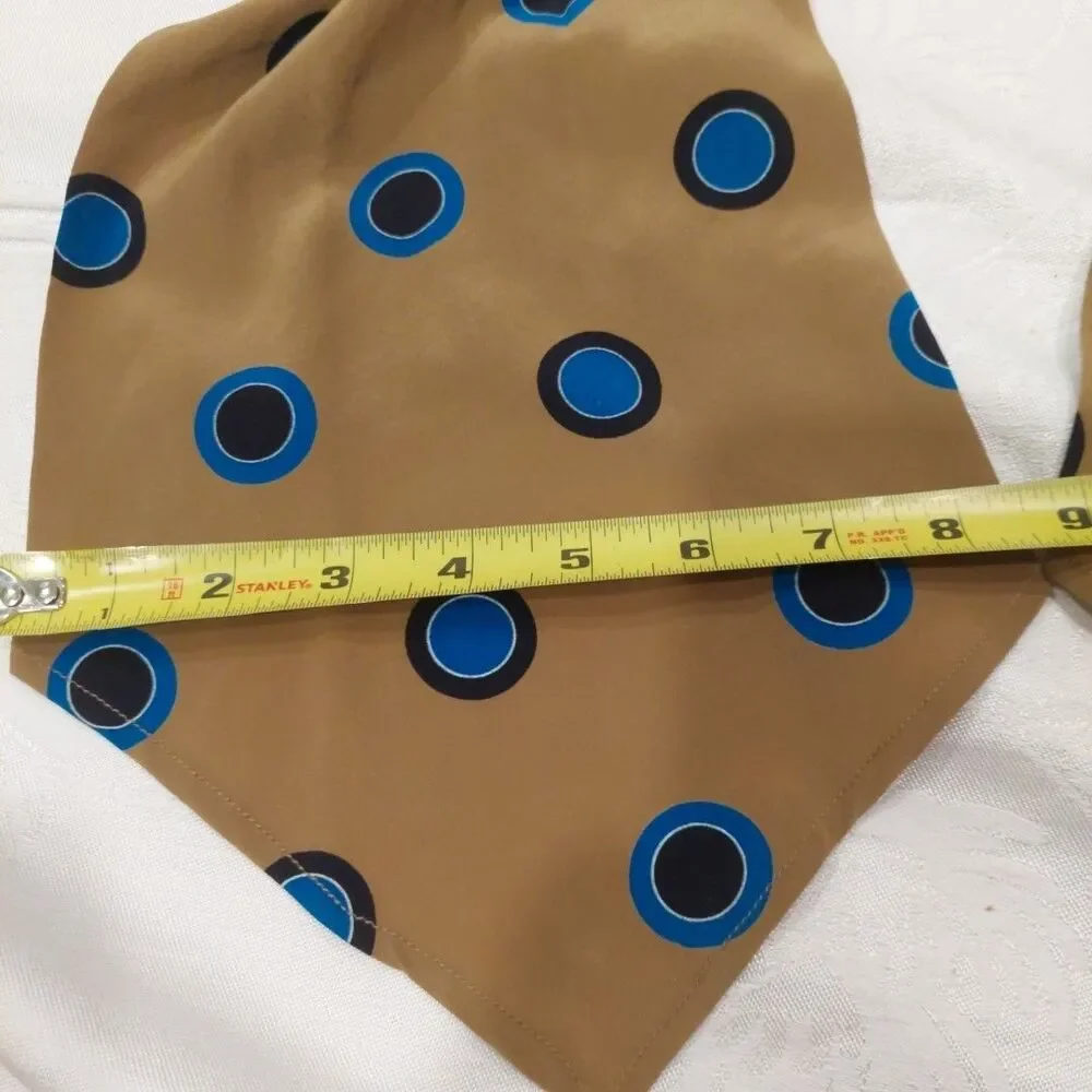 Silk Waist sash Neck Tie Mustard With Blue And Black Dots 105